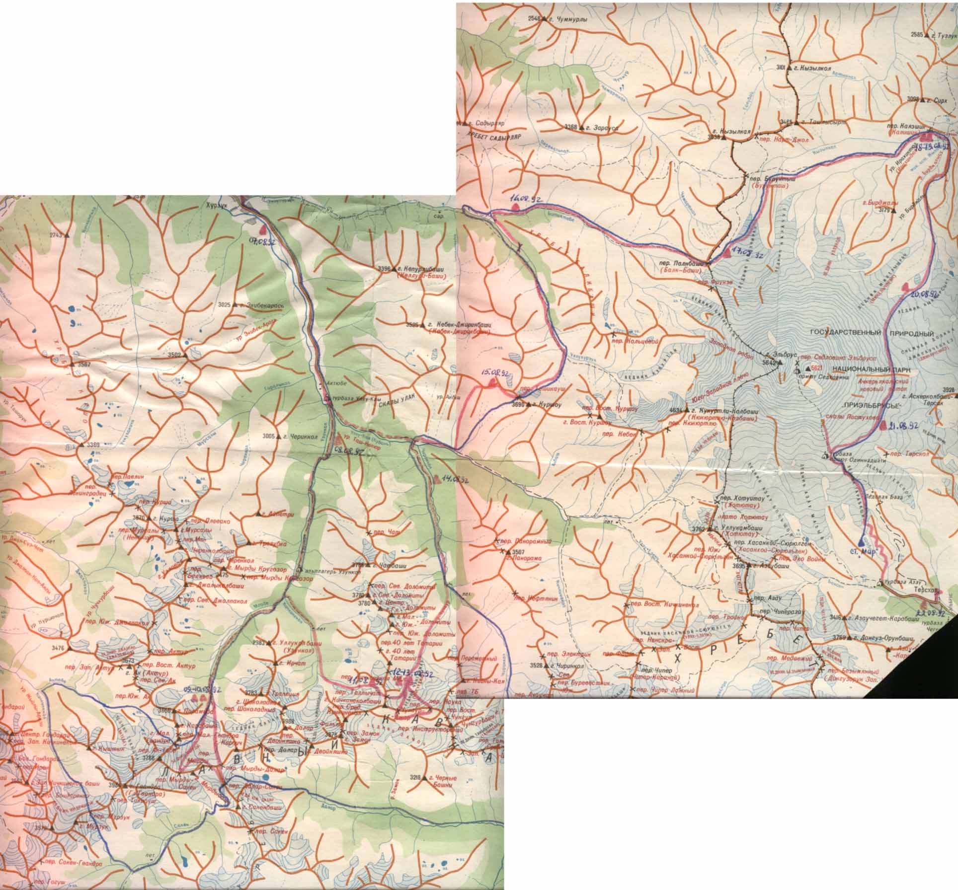 Карта Гвандра - Эльбрус